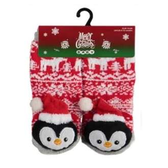 Ponožky dětské tučňák červené 3D vel.56-68