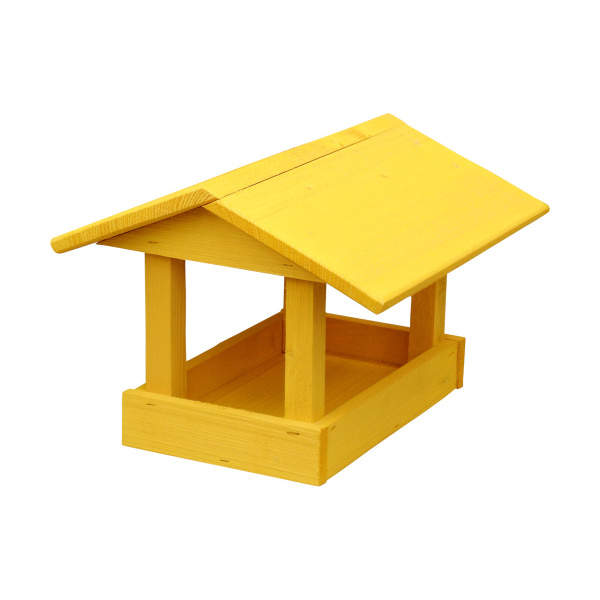 E-shop Krmítko dřevěné 22x23x22cm žluté