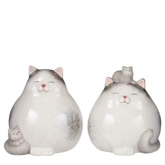 Dekorace kočka s kotětem keramika 13,5cm