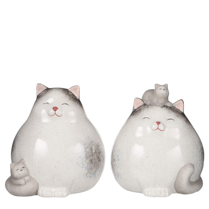 Levně Dekorace kočka s kotětem keramika 13,5cm