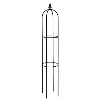Opora/obelisk SEMANI kulatá se špicí kovová černá 150cm