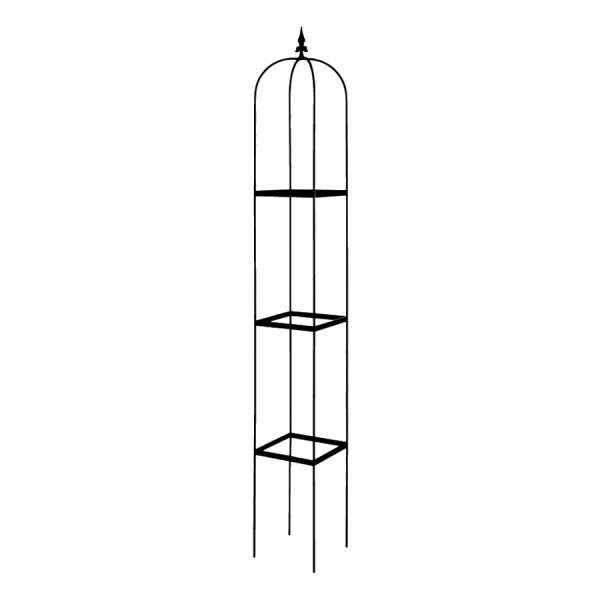 Opora/obelisk VUOKSA hranatá se špicí kovová černá 150cm
