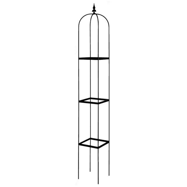 Opora/obelisk VUOKSA hranatá se špicí kovová černá 175cm