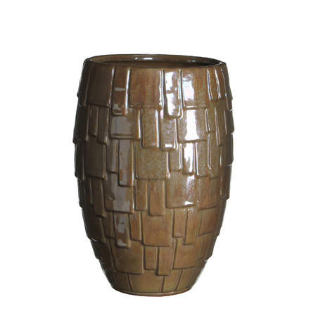 Levně Váza oválná keramika hnědá perleť 30cm