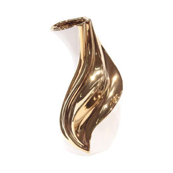 Levně Váza vlna keramika zlatá 30,5cm