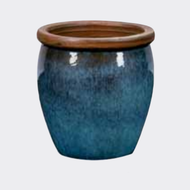 Květináč BONN hnědý lem keramika modrozelená 32cm