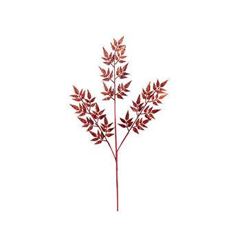Větev listy umělá s glitry červená 78cm