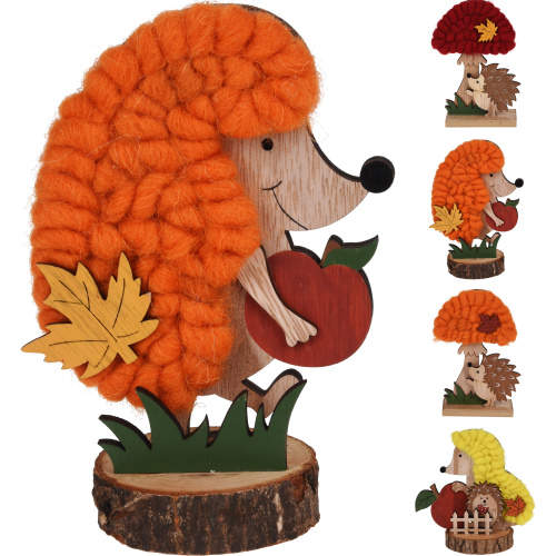 Levně Dřevěná dekorace ježek - různé druhy 15cm