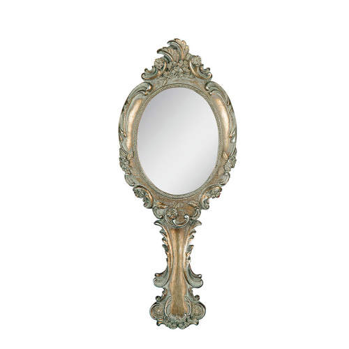 Levně Zrcadlo s rukojetí MARIE zlatá 26,5cm