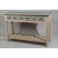 Stůl pozink a dřevo 6 zásuvek 120x40x80cm