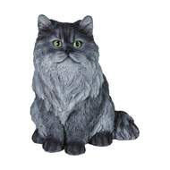 Kočka perská sedící polyresin šedá 31cm