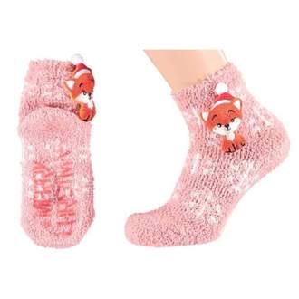 Ponožky dětské liška 3D vel.31-35 růžová