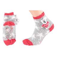Ponožky dětské medvěd 3D vel.31-35 červeno-šedá