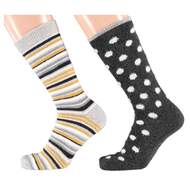 Ponožky dámské proužky/puntíky 2ks vel.39-42 vlna žlutá/černá