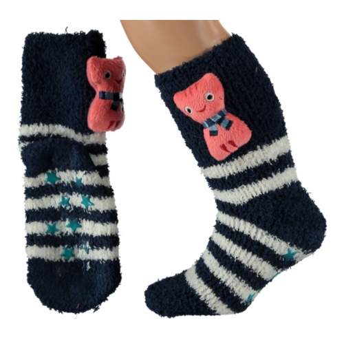 Levně Ponožky dětské kočka 3D vel.23-26 tmavě modrá