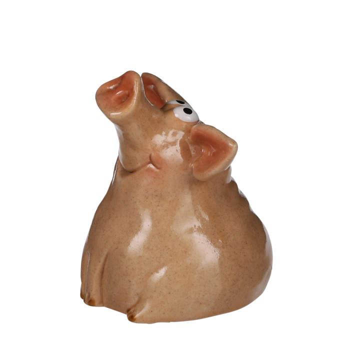 Levně Prase keramika hnědá 13cm