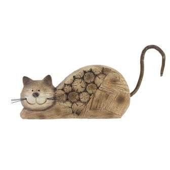 Levně Dřevěná dekorace kočka kulatina 21,5cm