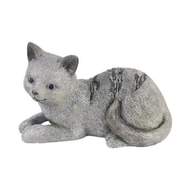 Kočka ležící dekor kamínky keramika šedá 36,7cm