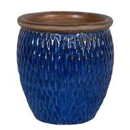 Květináč DORTMUND hnědý lem keramika modrá 50cm