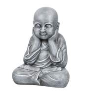 Buddha sedící LOMBOK 20-07E fiberclay šedá 40cm