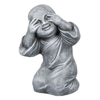 Buddha klečící nevidí fiberclay šedá 40cm