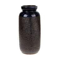 Váza kulatá keramická s tečkovým reliéfem černá 32cm