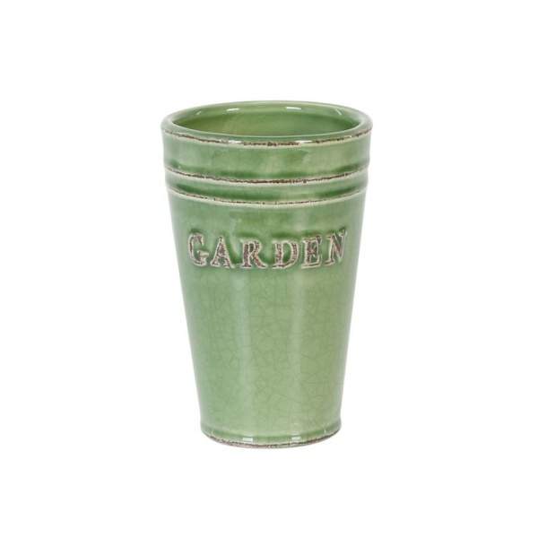 Levně Váza kónická keramika zelená 14,5cm