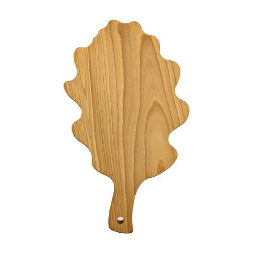 Levně Prkénko kuchyňské tvar dubový list dřevo přírodní 35cm