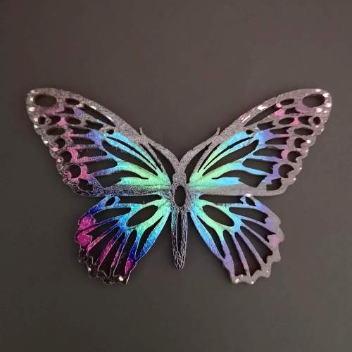 Levně Dekorace motýl dřevo modrá 9cm
