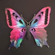 Dekorace motýl dřevo růžovo-fialová 9cm