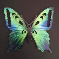 Dekorace motýl dřevo zelená 9cm