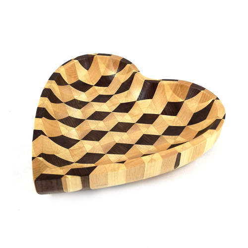 Levně Miska tvar srdce dekor mozaika dřevo 25cm