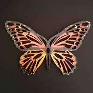 Dekorace motýl dřevo oranžovo-červená 9cm