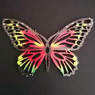 Dekorace motýl dřevo žluto-růžová 9cm