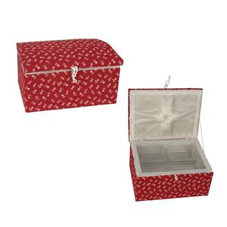 Box na šití dekor květy  červená 21cm