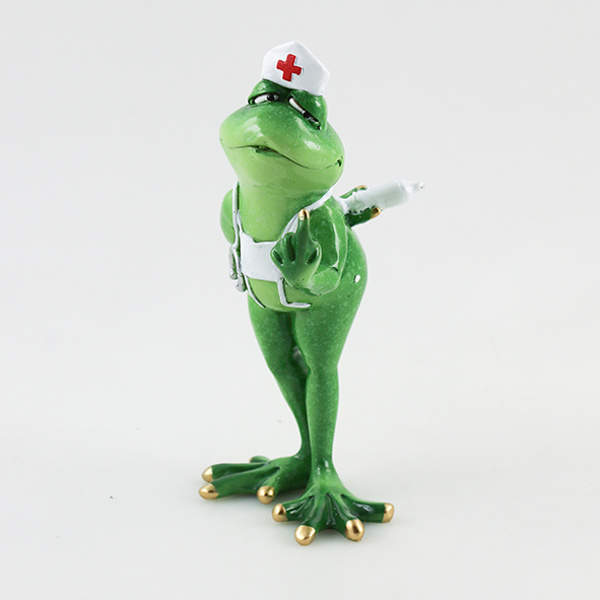 Levně Žába zdravotní sestra polystone zelená 19cm