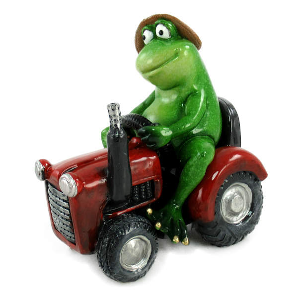 Levně Žába na traktoru polystone zelená 15,5cm