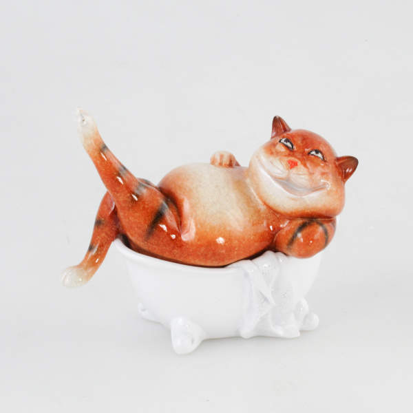 Levně Kočka ve vaně polystone oranžová 13cm