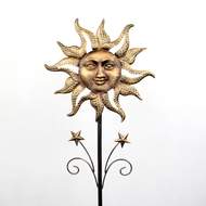 Zápich zahradní slunce s hvězdami kov zlatá 26,5x100cm