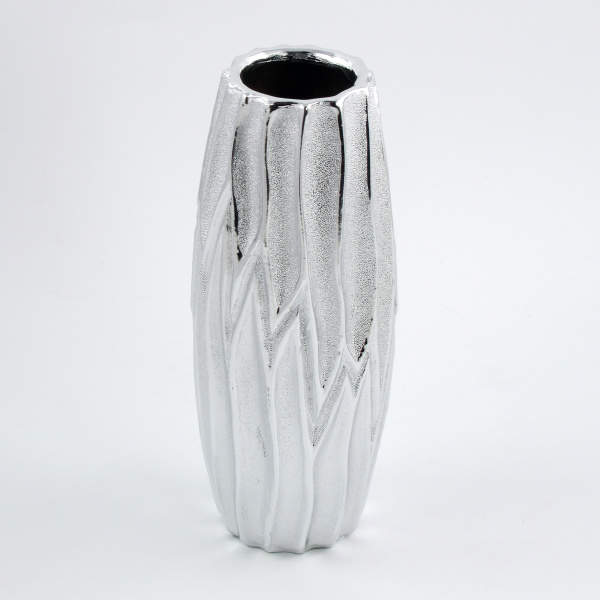 Levně Váza válec keramika stříbrná 26cm