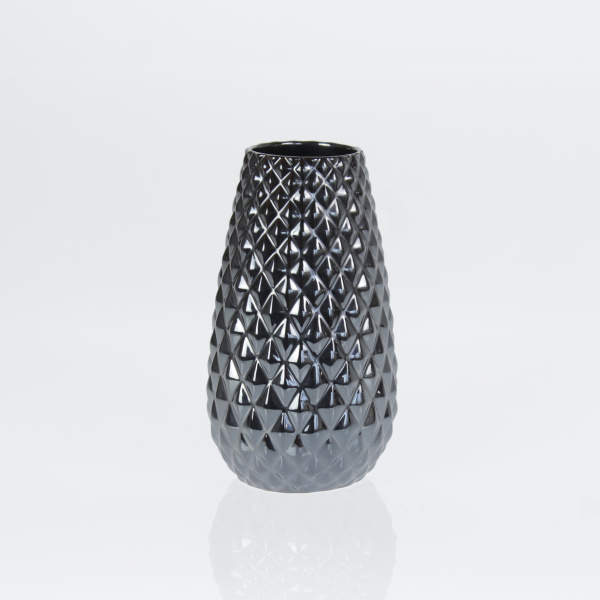 Levně Váza kónická dekor diamanty keramika černá 23cm