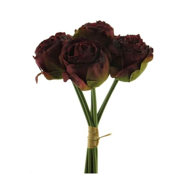 E-shop Růže CABBAGE svazek umělá 7ks vínová 25cm