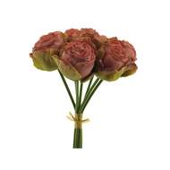 Růže CABBAGE svazek umělá 7ks růžová 25cm