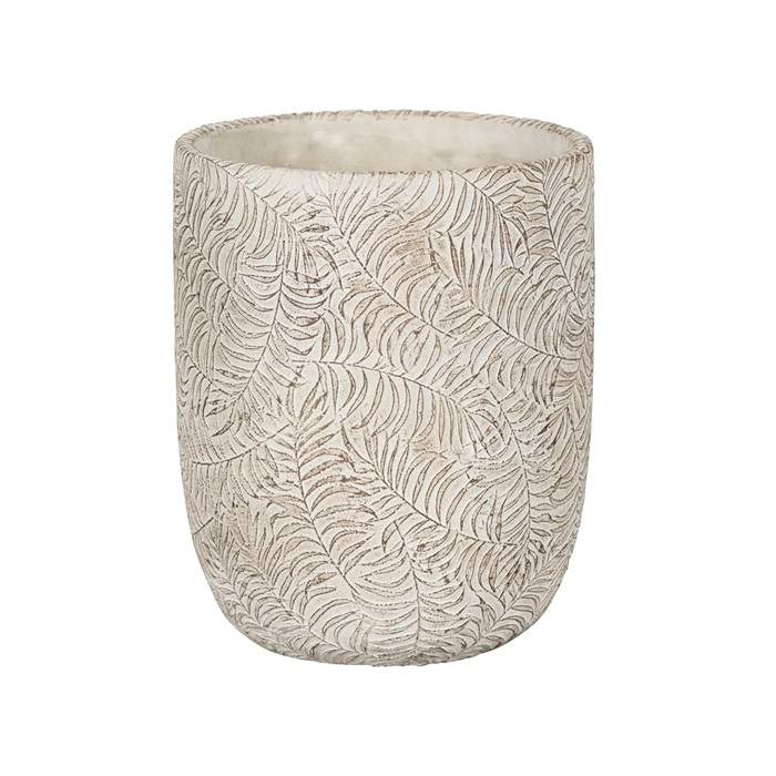 Levně Obal kulatý ROTTERDAM dekor list keramika krémová 17cm