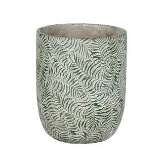 Obal kulatý ROTTERDAM dekor list keramika zelená 17cm