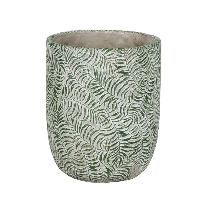 Levně Obal kulatý ROTTERDAM dekor list keramika zelená 17cm