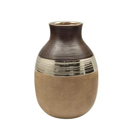 Levně Váza kulatá úzké hrdlo keramika hnědá 27,5cm