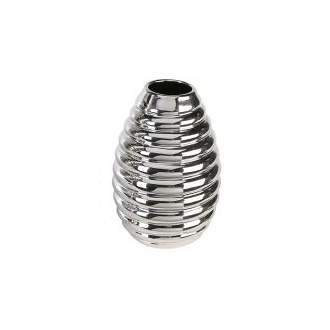 Váza kulatá kónická keramika stříbrná 30cm