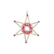 Hvězda perličky stříbrná-růžová 7cm
