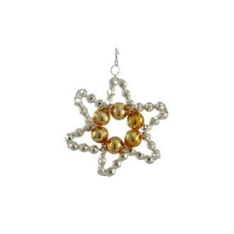 Hvězda perličky stříbrná-zlatá 4cm